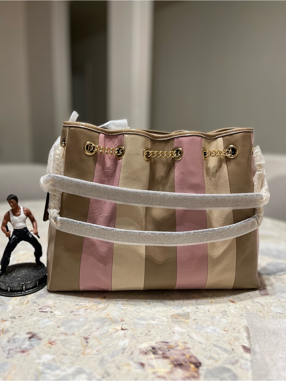 Coach Evelyn Shoulder Bag With Striped Patchwork NWT - Picture 3 of 9